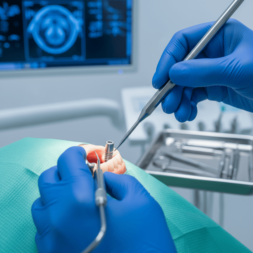 Dental implant components and surgical guidance system
