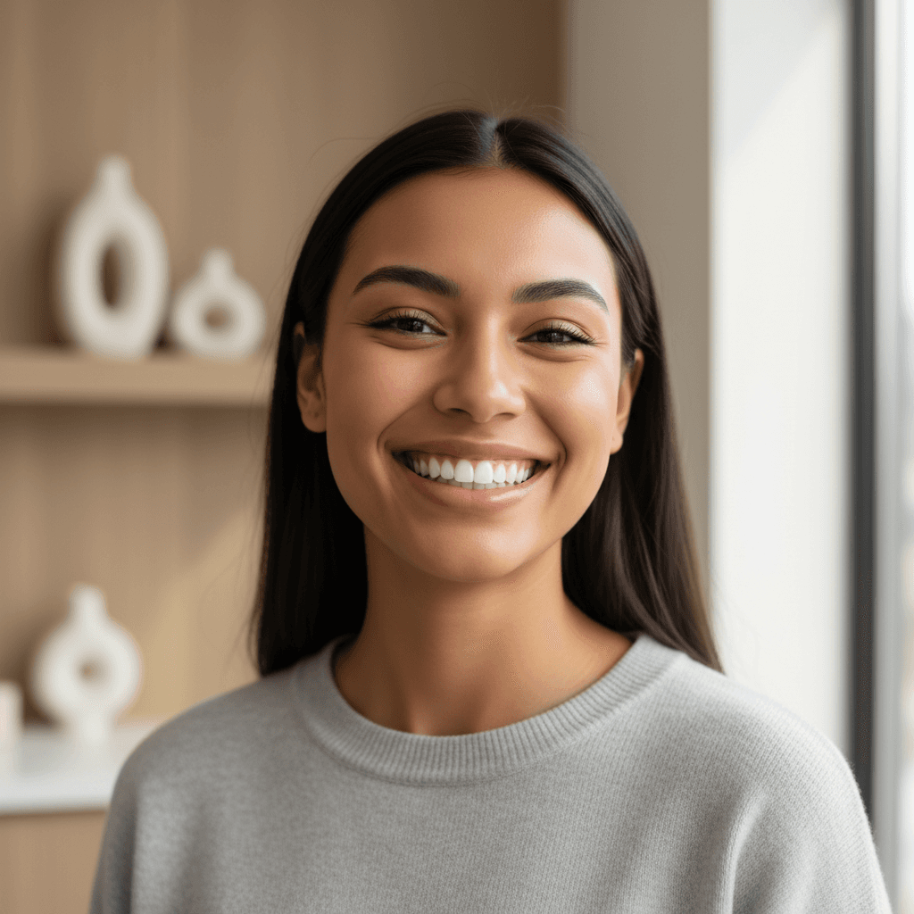 Patient displaying confident smile after dental care